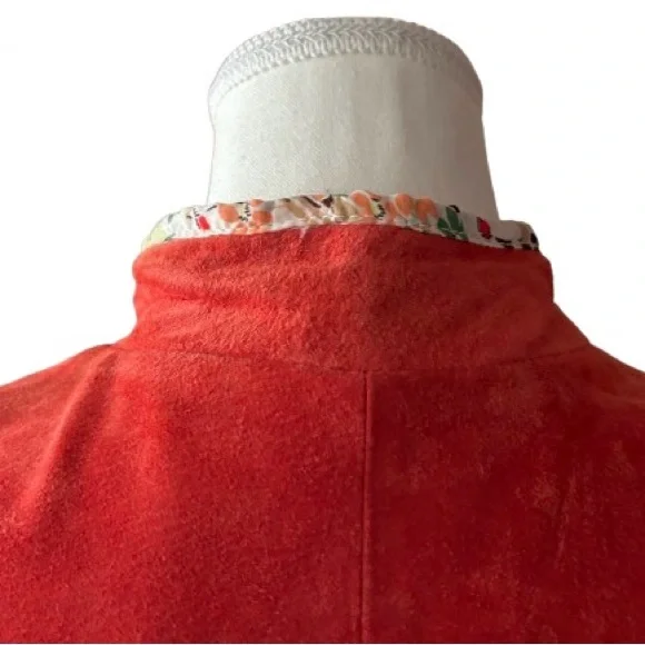 Vintage Suede Large Orange Red Jacket Leather 80s 90s Retro Designer JDS - Picture 11 of 14